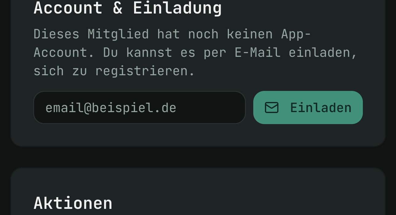 Die Einladung sitzt direkt am Mitglied.