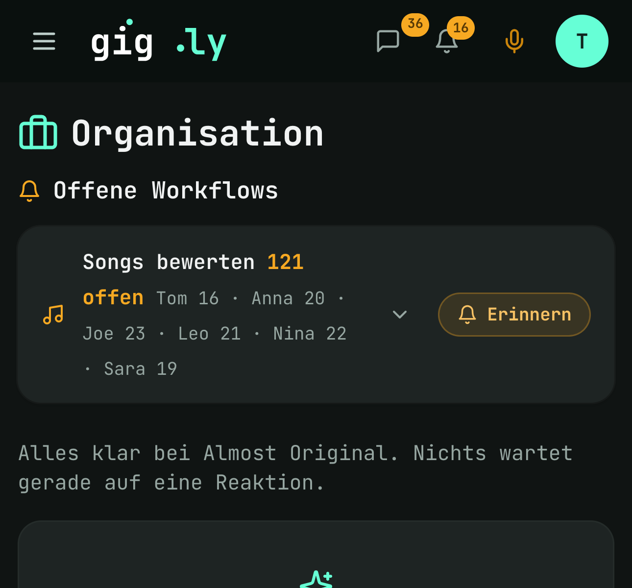 Was offen ist, steht in der Übersicht.