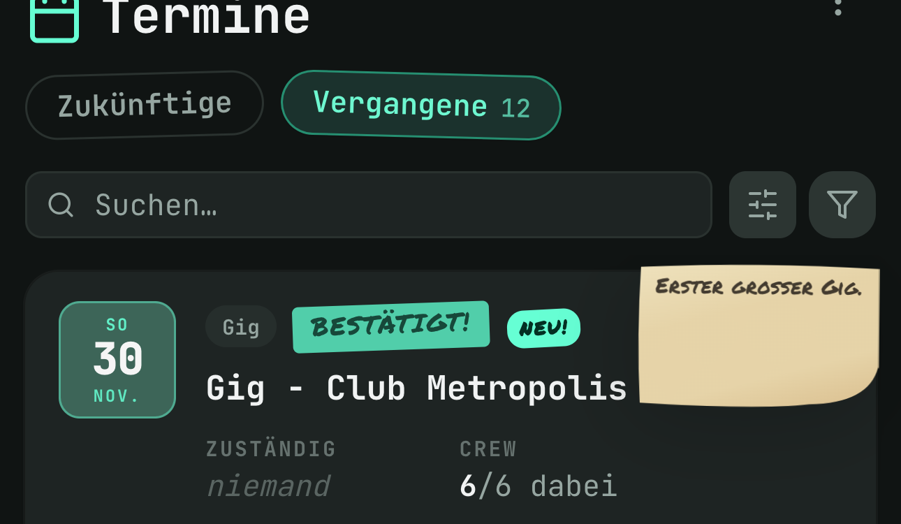 Am Termin steht, wer dabei ist — und wer noch fehlt.