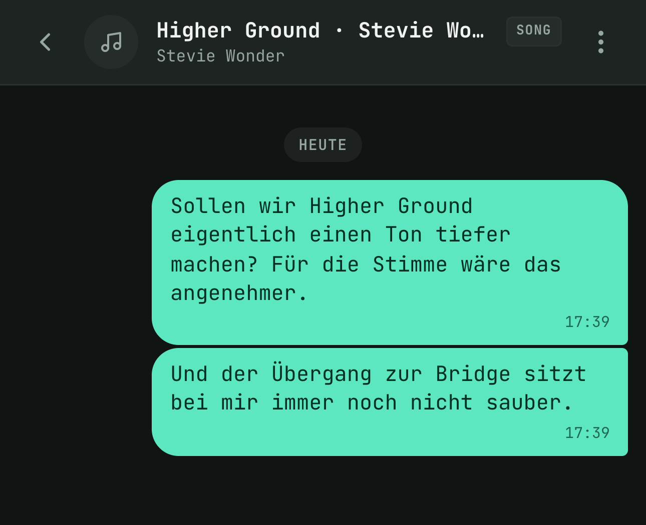 Die Frage steht bei dem Song, um den es geht.